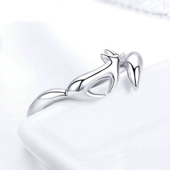 Bague Renard en argent 925 plaqué or blanc ajustable - Photo 4