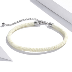 Bracelet Cordon Blanc de style marin avec fermoir réglable en argent 925 - Photo 3