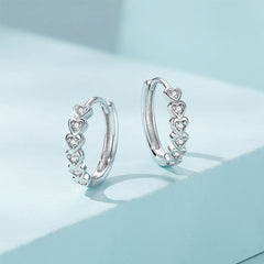 Boucles d’Oreilles Créoles Coeurs en argent 925 plaqué or blanc avec zircons colorés - Photo 4