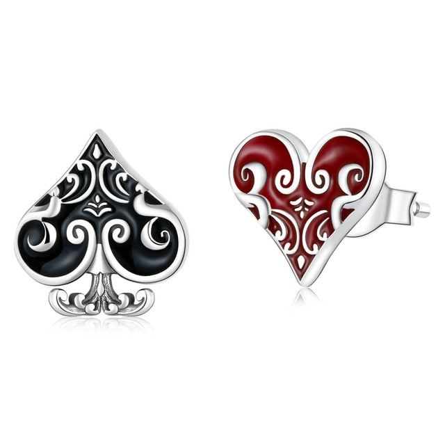 Boucles d'Oreilles Spades et Coeurs de Poker