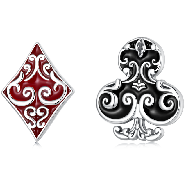 Boucles d'Oreilles Diamants et Clubs de Poker