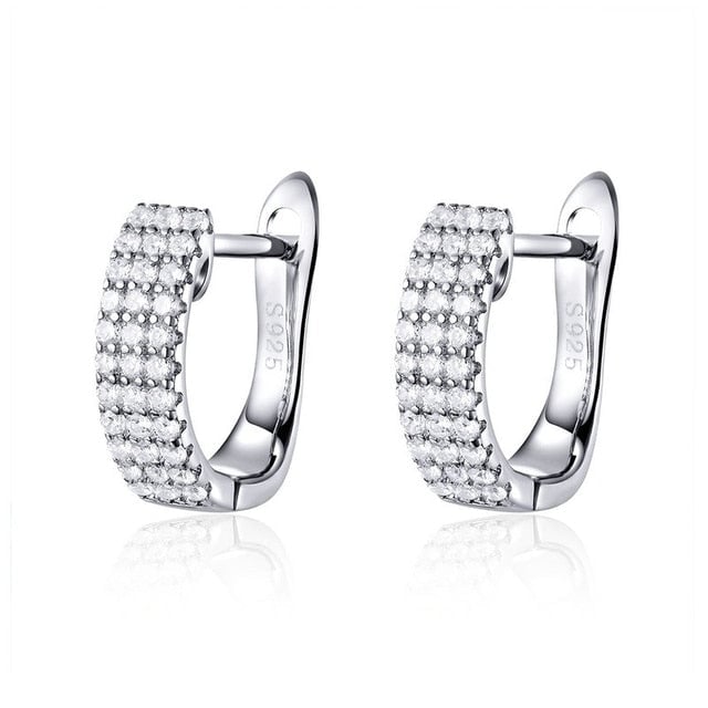 Boucles d’Oreilles Créoles Brillants en argent 925 plaqué or blanc avec zircons blancs