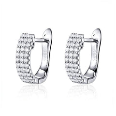 Boucles d’Oreilles Créoles Brillants en argent 925 plaqué or blanc avec zircons blancs
