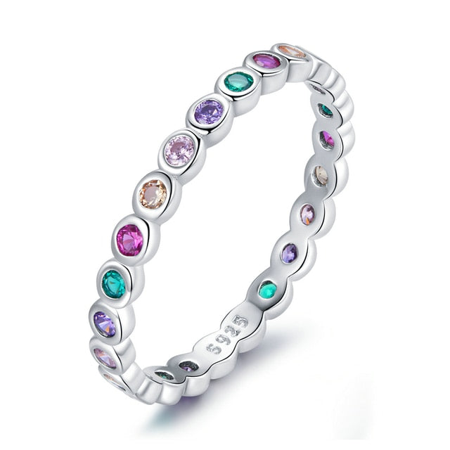 Bague Petites Bulles Colorées en argent 925 plaqué or blanc avec zircons colorées - Photo 5
