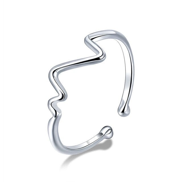 Bague Battement de Coeur en argent 925 plaqué or blanc ajustable