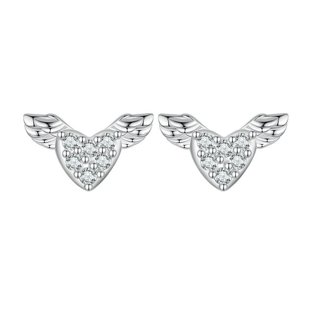 Boucles d'Oreilles Coeurs Ailés