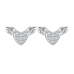 Boucles d'Oreilles Coeurs Ailés
