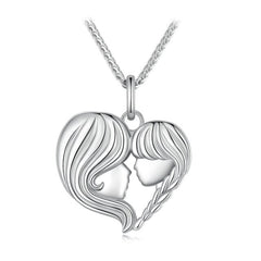 Collier Mère et Fille en argent 925 plaqué or blanc ajustable