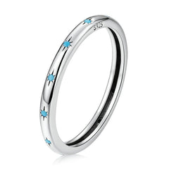 Bague Petites Étoiles en argent 925 plaqué or blanc avec zircons bleus - Photo 3