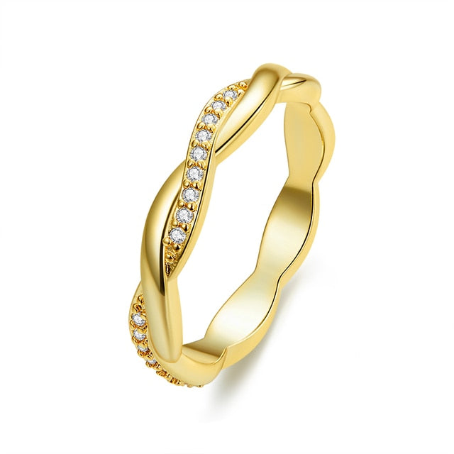 Bague Tressée en argent 925 plaqué or jaune avec zircons blancs - Photo 4