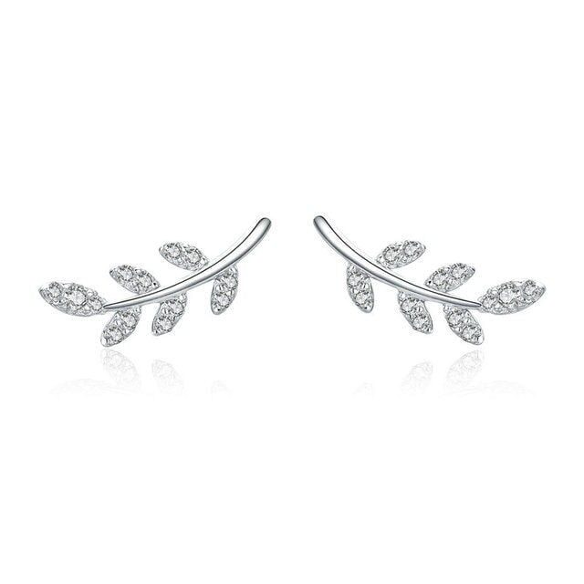 Boucles d'Oreilles Feuilles Brillantes
