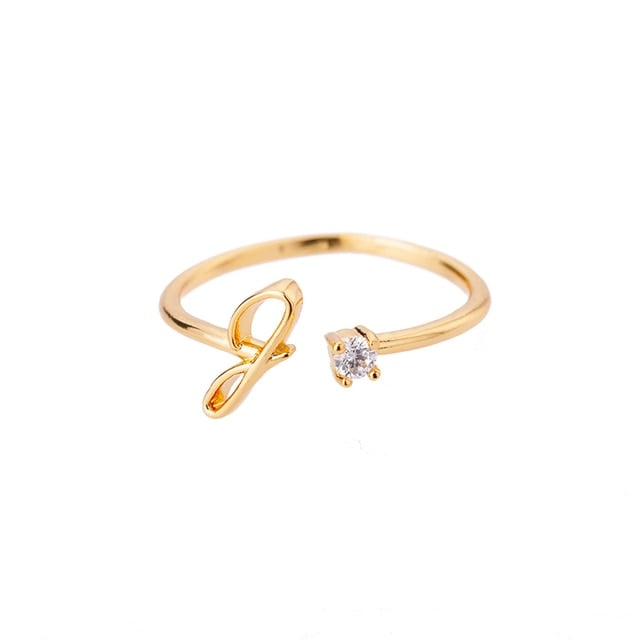 Collier Lettre Initiale en acier inoxydable plaqué or jaune avec zircons blancs - Photo 2
