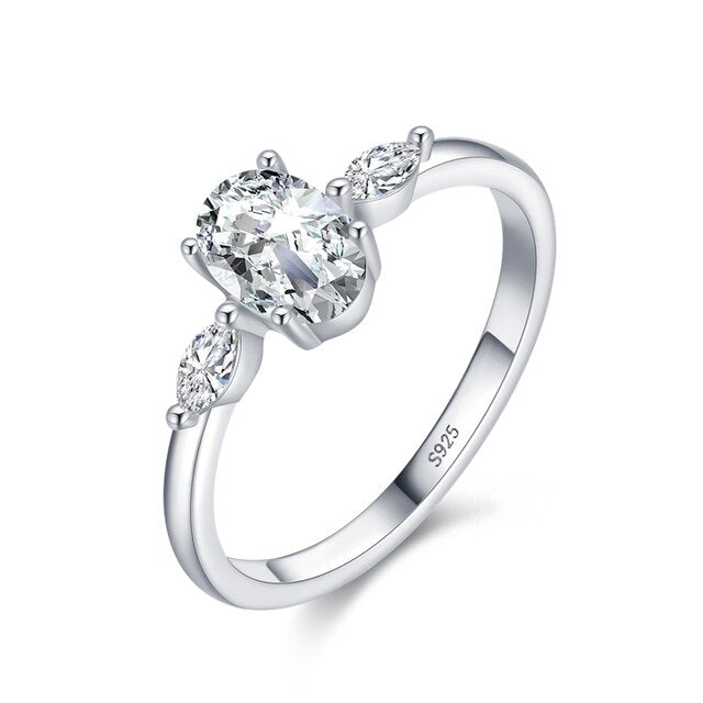 Bague Trilogie en argent 925 plaqué or blanc avec zircons blancs - Photo 4