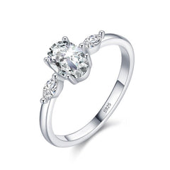 Bague Trilogie en argent 925 plaqué or blanc avec zircons blancs - Photo 4