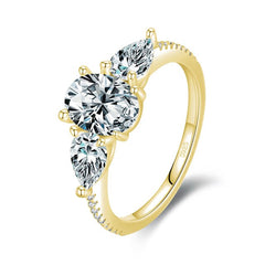 Bague Trilogie en argent 925 plaqué or jaune avec zircons blancs - Photo 4