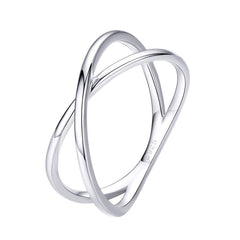 Bague Croisée X en argent 925 plaqué or blanc - Photo 3
