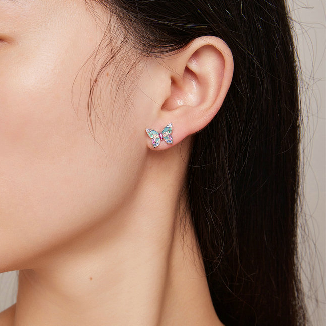 Boucles d'oreilles papillons colorés