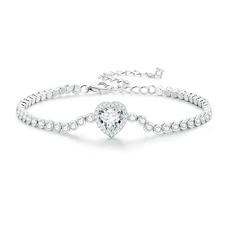 Bracelet cœur brillant en argent