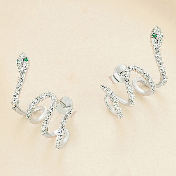 Ear climber serpent argenté