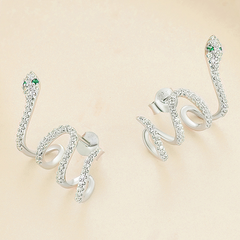 Ear climber serpent argenté