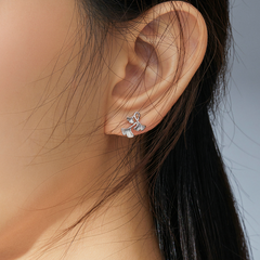 Boucles feuilles ginkgo argent