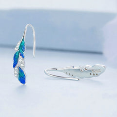Bijoux d'oreilles plumes argent