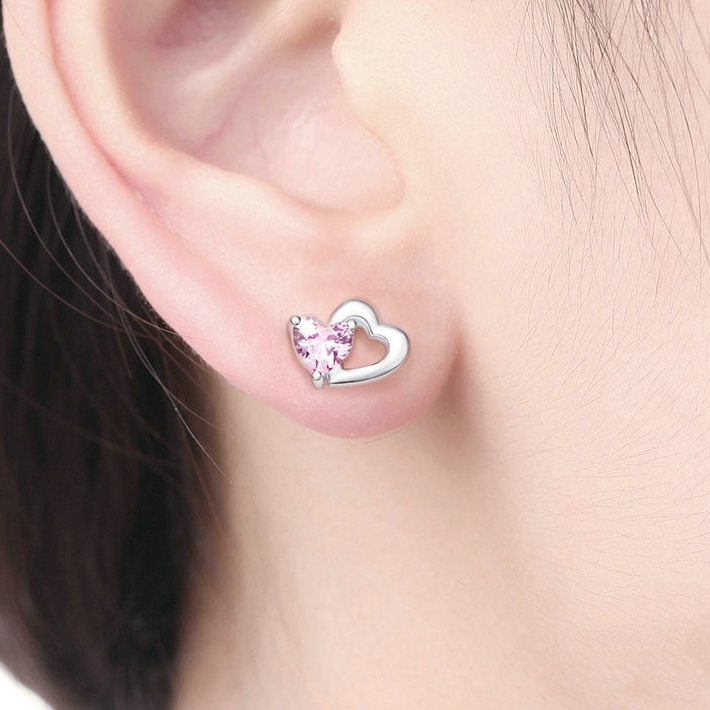 Boucles d'oreilles cœur argentées