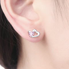 Boucles d'oreilles cœur argentées