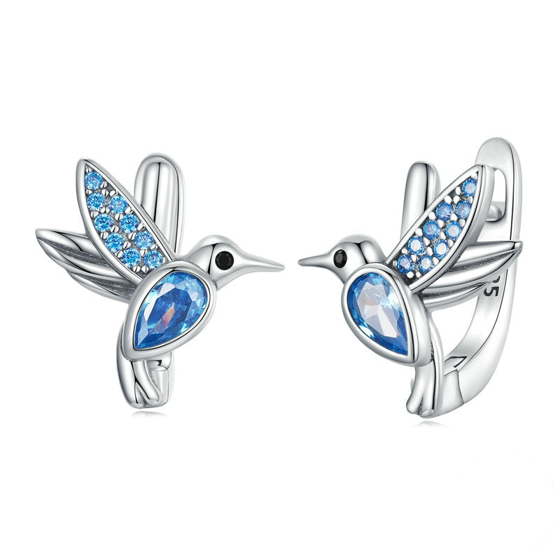 Boucles d'oreilles colibris bleus