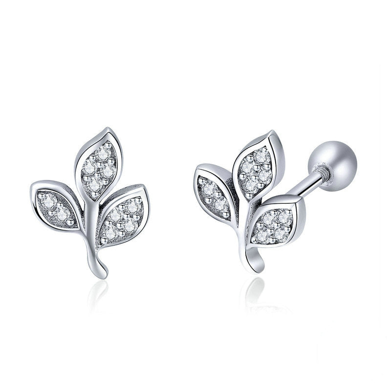 Boucles feuilles argent brillant