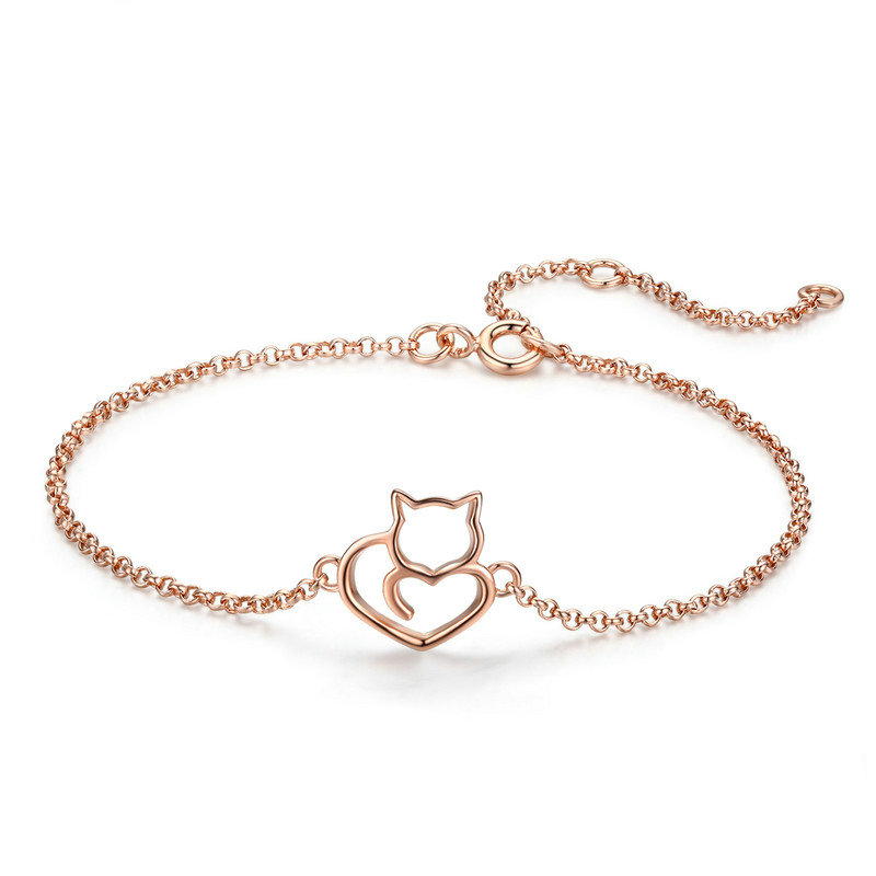 Bracelet rose chat coeur