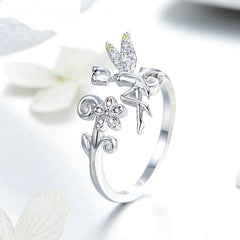 Bague fée fleur argent