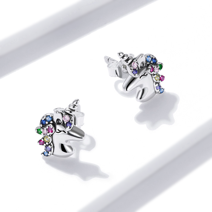 Boucles licornes argent