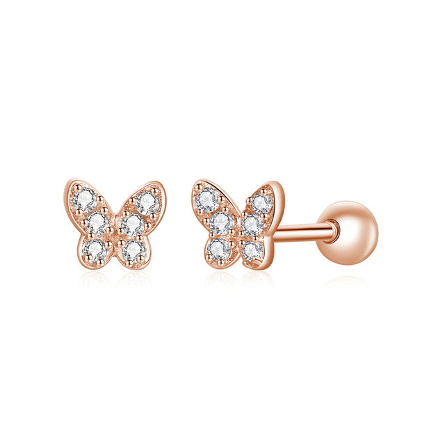 Clous d'oreilles papillons roses