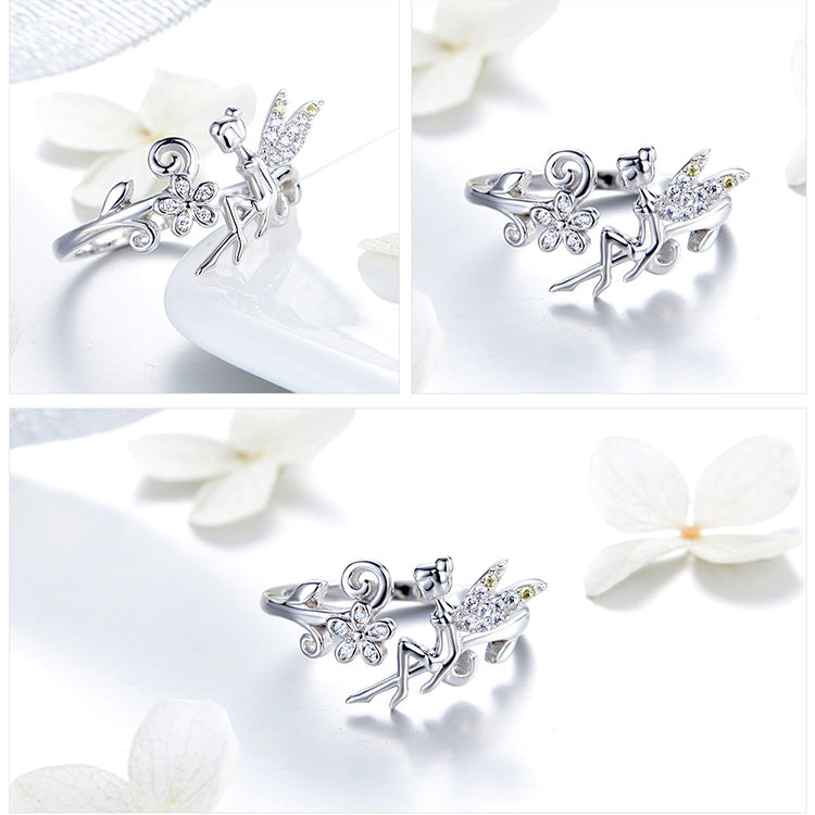Bague fée fleur argent