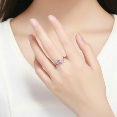 Bague fleurs roses