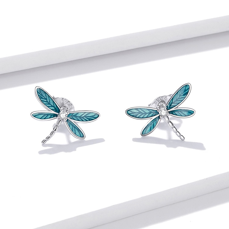 Boucles d'oreilles libellules argentées
