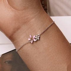 Bracelet argenté fleurs