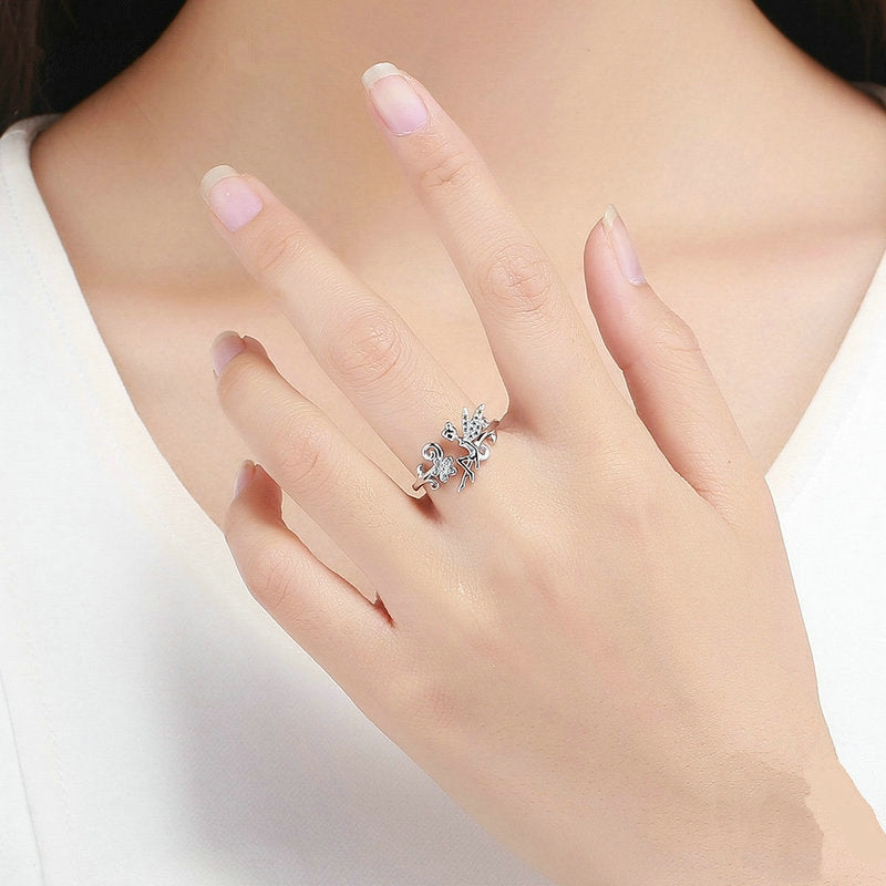 Bague fée fleur argent