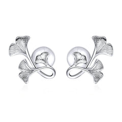 Boucles feuilles ginkgo argent