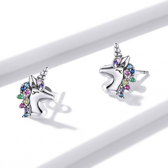 Boucles licornes argent