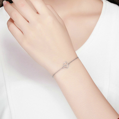 Bracelet rose chat coeur