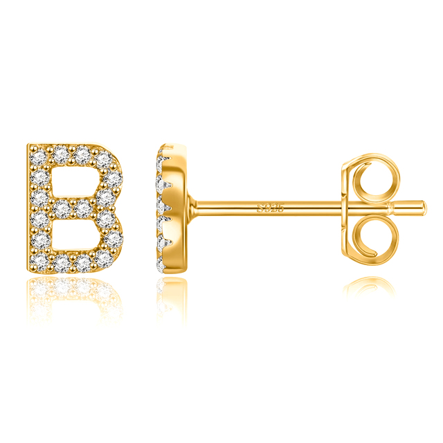 Boucles d'oreilles clous initiale