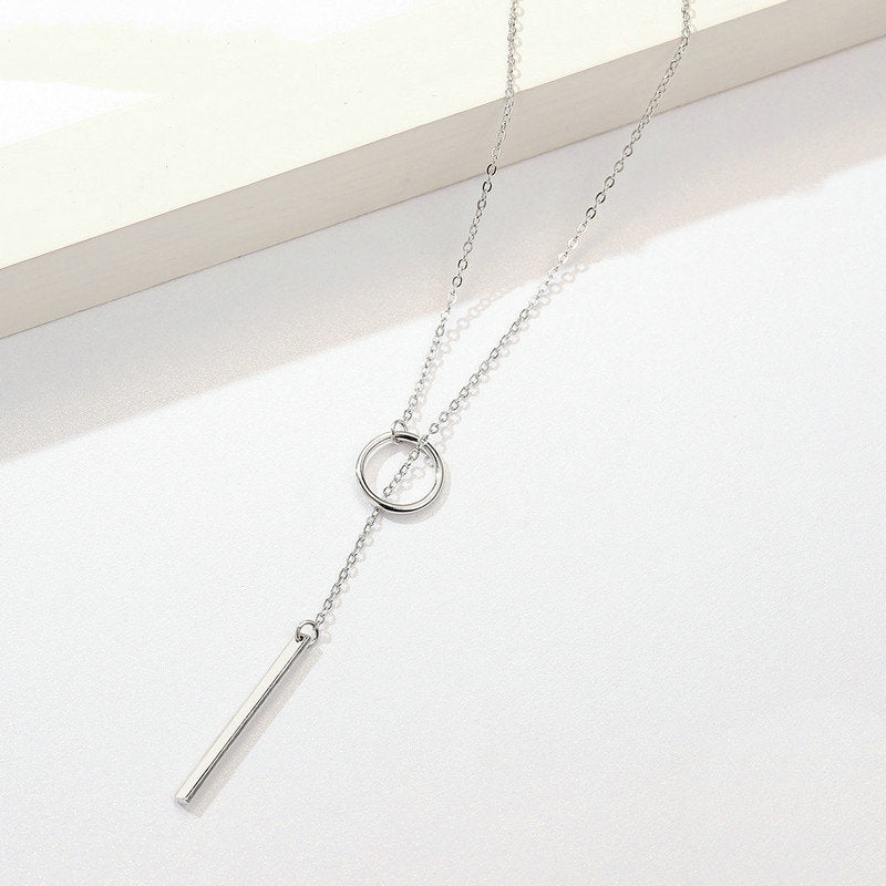 Collier cercle et barre argent
