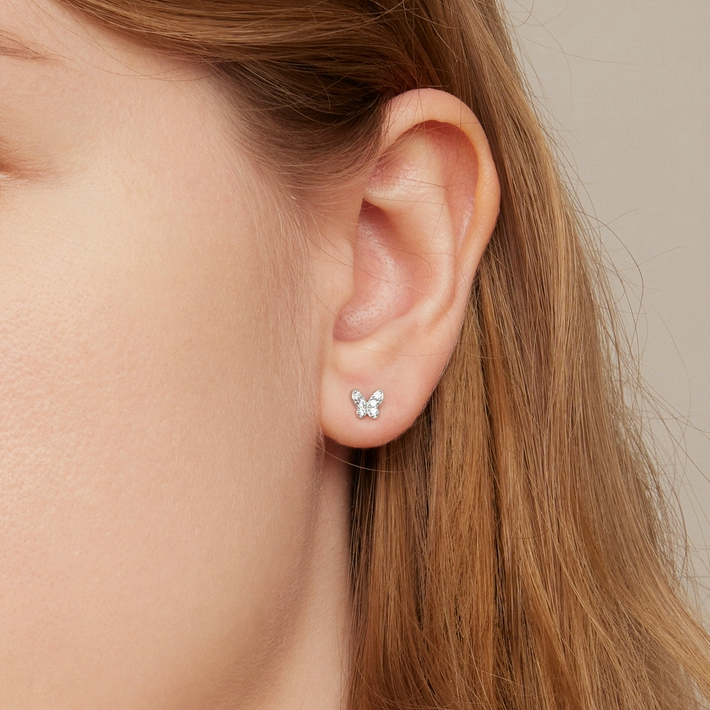 Boucles papillons argent