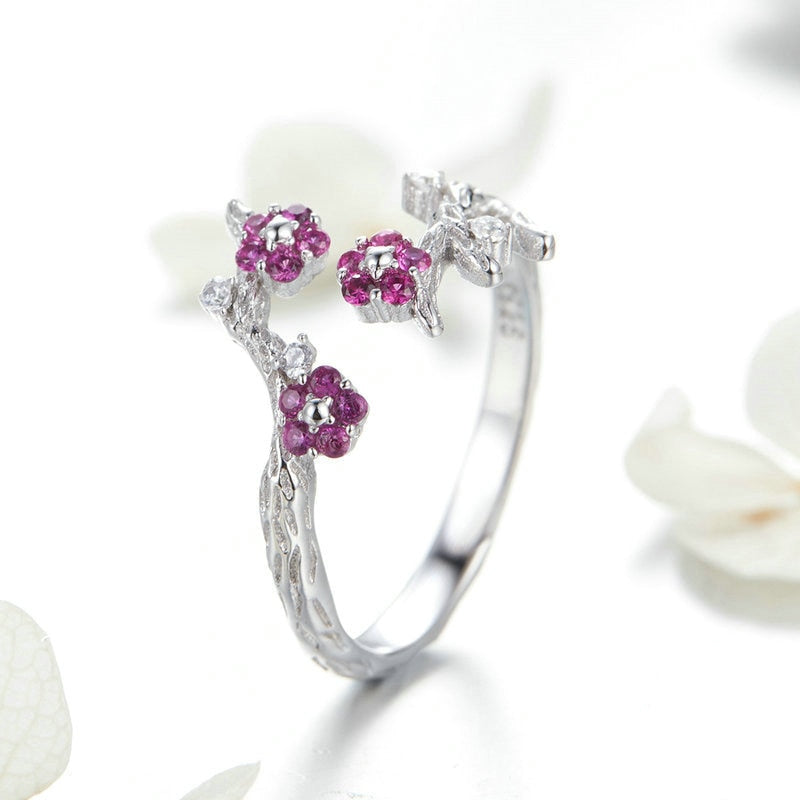 Bague fleurs roses