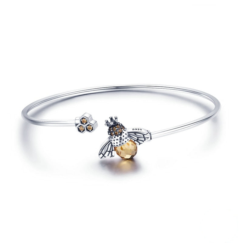 Bracelet abeille cristal argent