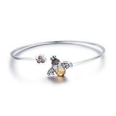 Bracelet abeille cristal argent