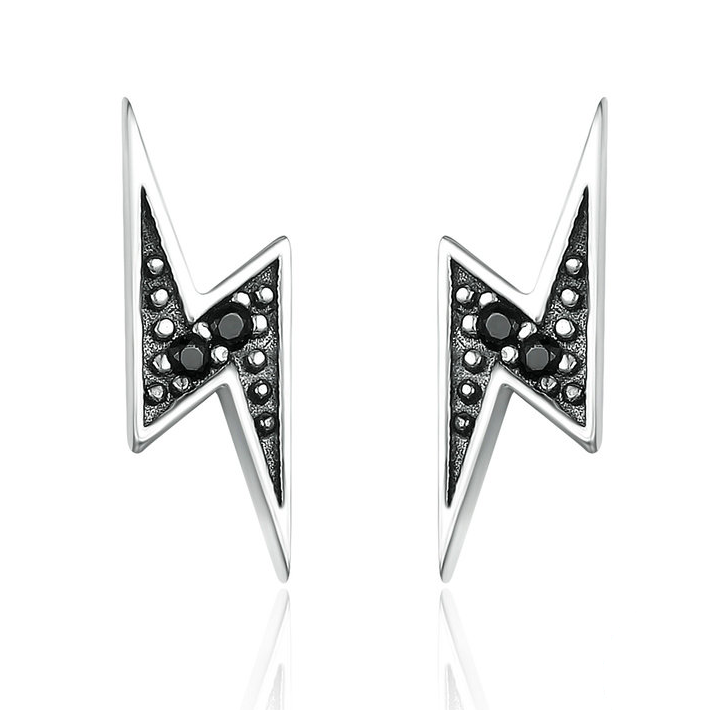 Boucles éclair argent noir