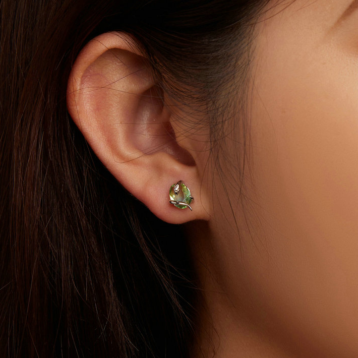 Boucles serpent pierre verte